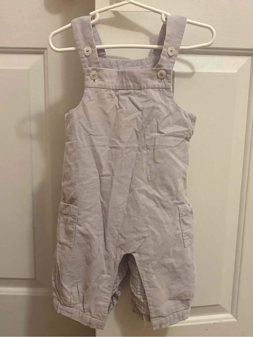 Jacadi Light Gray Corduroy Overalls for baby